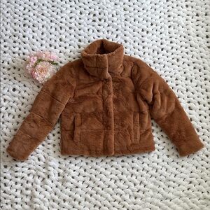 Abercrombie & Fitch Faux Fur Jacket Brown L
